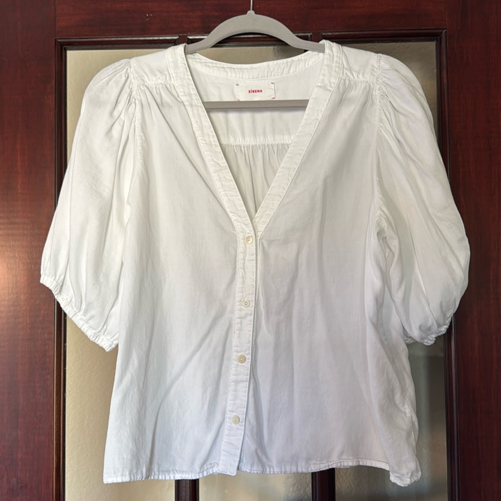 Xirena Balloon Sleeve Button Down Blouse